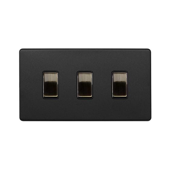 Matt Black and Antique Brass 2 Way and Intermediate Switch
