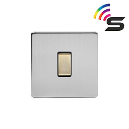 Soho Lighting Brushed Chrome & Brushed Brass 1 Gang 150W Zigbee Smart Rocker Switch