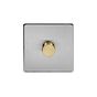 Soho Fusion Brushed Chrome & Brushed Brass 1 Gang 1000W DC1-10V Dimmer Switch