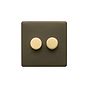 Soho Lighting Bronze & Brushed Brass 2 Gang 2 -Way Intelligent Dimmer 150W LED (300W Halogen/Incandescent)