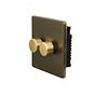 Soho Lighting Bronze & Brushed Brass 2 Gang 2 -Way Intelligent Dimmer 150W LED (300W Halogen/Incandescent)