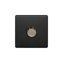 Matt Black and Antique Brass 1 Gang Dimmer Switch