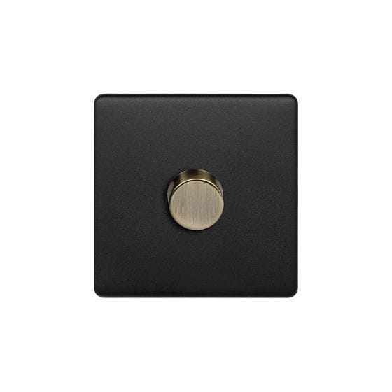 Soho Lighting Matt Black and Antique Brass 1 Gang 2 -Way Intelligent Dimmer 150W LED (300W Halogen/Incandescent)