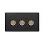 Soho Lighting Matt Black and Antique Brass 3 Gang 2- Way Intelligent Dimmer 150W LED (300W Halogen/Incandescent)