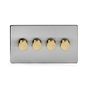 Soho Fusion Brushed Chrome & Brushed Brass 4 Gang 400W LED Dimmer Switch