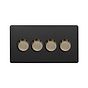 Soho Fusion Matt Black & Antique Brass 4 Gang 400W LED Dimmer Switch
