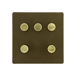 Soho Lighting Bronze with Brushed Brass 5 Gang 2-Way Intelligent Dimmer 150W LED (300w Halogen/Incandescent)