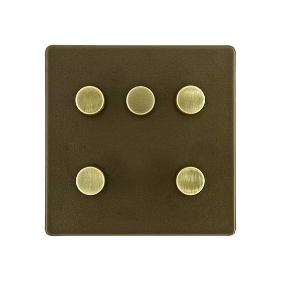 Soho Lighting Bronze with Brushed Brass 5 Gang 2-Way Intelligent Dimmer 150W LED (300w Halogen/Incandescent)