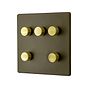 Soho Lighting Bronze with Brushed Brass 5 Gang 2-Way Intelligent Dimmer 150W LED (300w Halogen/Incandescent)