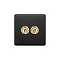 The Camden Collection Matt Black & Brushed Brass 20A 2 Gang 2 Way Toggle Switch Screwless