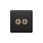 Soho Lighting Matt Black and Antique Brass 2 Gang Intermediate Toggle Switch