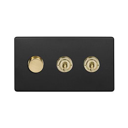 Matt Black and Brass Dimmer Toggle Combo Switch