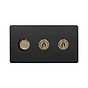Matt Black and Antique Brass Dimmer Toggle Combo Switch
