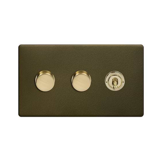 Bronze and Brass Dimmer Toggle Combo Switch
