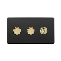 Matt Black and Brass Dimmer Toggle Combo Switch
