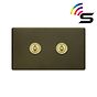 Soho Lighting Bronze & Brushed Brass 2 Gang 150W Zigbee Smart Toggle Switch