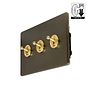 Soho Lighting Lighting Bronze & Brushed Brass 3 Gang Dimming Toggle Switch