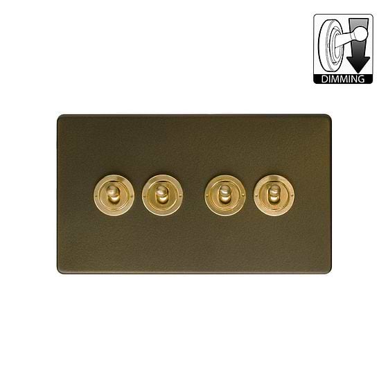 Bronze and Brass 4 Gang Dimming Toggle Switch
