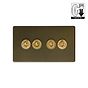 Soho Lighting Lighting Bronze & Brushed Brass 4 Gang Dimming Toggle Switch