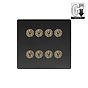 Matt Black and Antique Brass 8 Gang Dimming Toggle Switch
