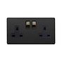 Matt Black and Antique Brass 13A 2 Gang Socket
