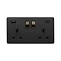 Matt Black and Antique Brass 2 Gang USB C Socket
