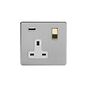 Soho Lighting Brushed Chrome & Brushed Brass 1 Gang 13A DP Socket with USB-A 2.1A