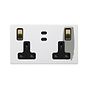 Soho Lighting Primed Paintable 2 Gang 65W USB C+C Socket (13A Socket + 2 USB C Ports)  with Brushed Brass Switch with Black Insert