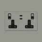 Soho Lighting Primed Paintable 2 Gang 65W USB C+C Socket (13A Socket + 2 USB C Ports)  with Antique Brass Switch