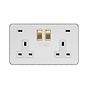 Brushed Chrome and Brass 2 Gang USB C Socket
