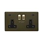 Bronze and Brass 2 Gang USB C Socket

