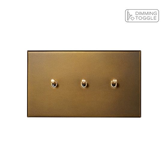 Aged Brass 3 Gang 2 Way Dimming Toggle Switch - The Palaces Collection