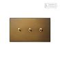 Aged Brass 3 Gang 2 Way Dimming Toggle Switch - The Palaces Collection
