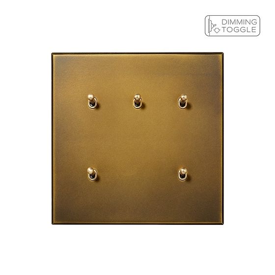 Aged Brass 5 Gang 2 Way Dimming Toggle Switch - The Palaces Collection