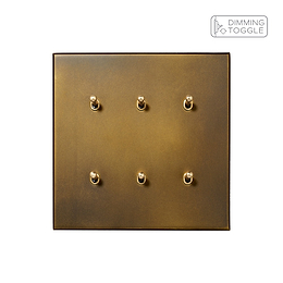 Aged Brass 6 Gang 2 Way Dimming Toggle Switch - The Palaces Collection
