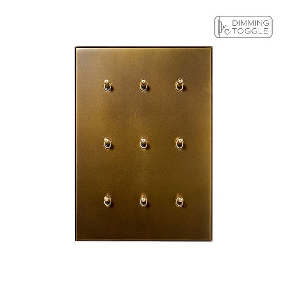 Aged Brass 9 Gang 2 Way Dimming Toggle Switch - The Palaces Collection