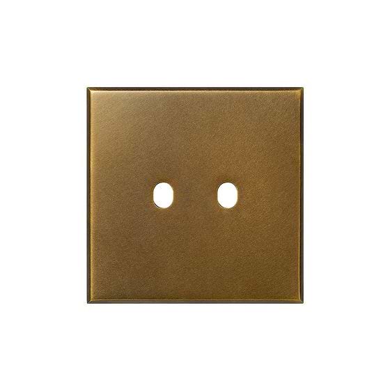 Aged Brass 2 Gang TM Module Grid Switch Plate - The Palaces Collection