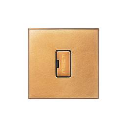 Natural Brass 13A Double Pole Unswitched Fused Spur with Black Insert  - The Palaces Collection