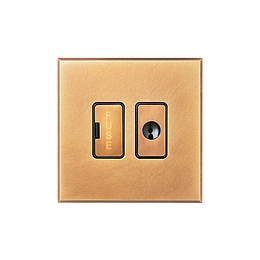 Natural Brass 13A Double Pole Unswitched Fused Spur Flex Outlet with Black Insert  - The Palaces Collection