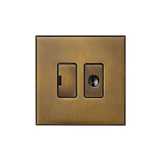 Aged Brass 13A Double Pole Unswitched Fused Spur Flex Outlet with Black Insert  - The Palaces Collection