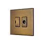 Aged Brass 13A Double Pole Unswitched Fused Spur Flex Outlet with Black Insert  - The Palaces Collection