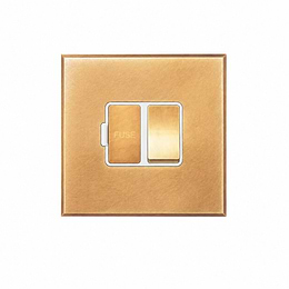 Natural Brass 13A Double Pole Switched Fused Spur with White Insert - The Palaces Collection