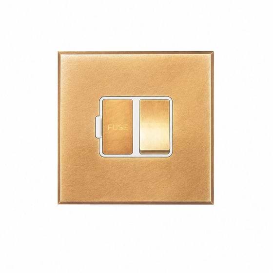 Natural Brass 13A Double Pole Switched Fused Spur with White Insert - The Palaces Collection