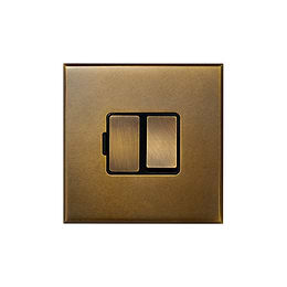 Aged Brass 13A Double Pole Switched Fused Spur with Black Insert  - The Palaces Collection
