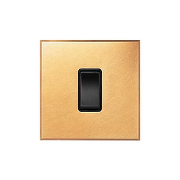 Natural Brass 1 Gang 45A Double Pole Switch - Single with Black Insert  - The Palaces Collection