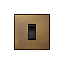Aged Brass 1 Gang 45A Double Pole Switch - Single with Black Insert  - The Palaces Collection