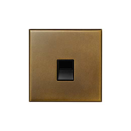 Aged Brass 1 Gang BT Master Telephone Socket with Black Insert  - The Palaces Collection