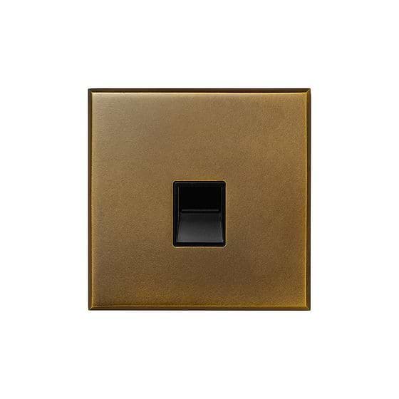 Aged Brass 1 Gang BT Secondary Telephone Socket with Black Insert  - The Palaces Collection
