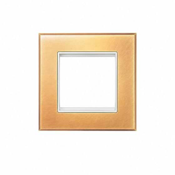 Natural Brass 2 x25mm EM Euro Module Wall Plate with White Insert - The Palaces Collection