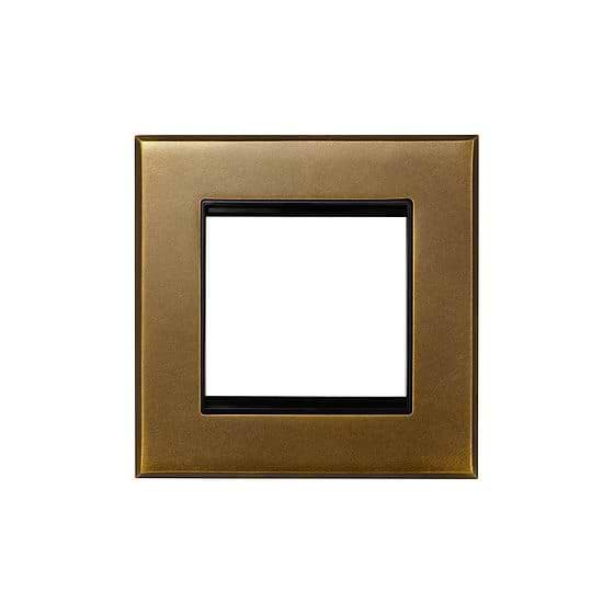 Aged Brass 2 x25mm EM Euro Module Wall Plate with Black Insert  - The Palaces Collection